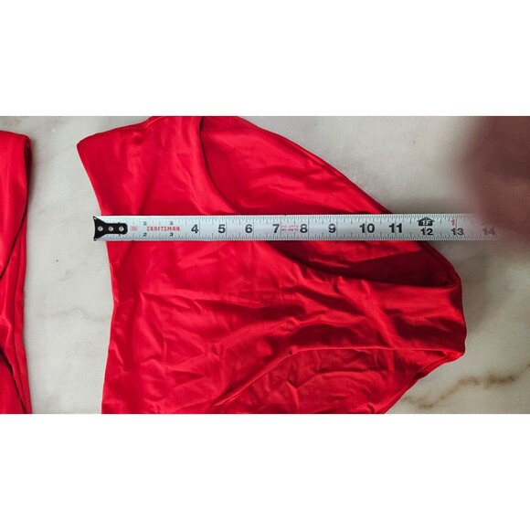 Red High Waisted V Neck Two Piece Bikini Set Cross Back Women's Swimsuits Size M - Picture 3 of 5